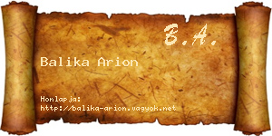 Balika Arion névjegykártya